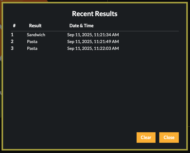 Resutls Table