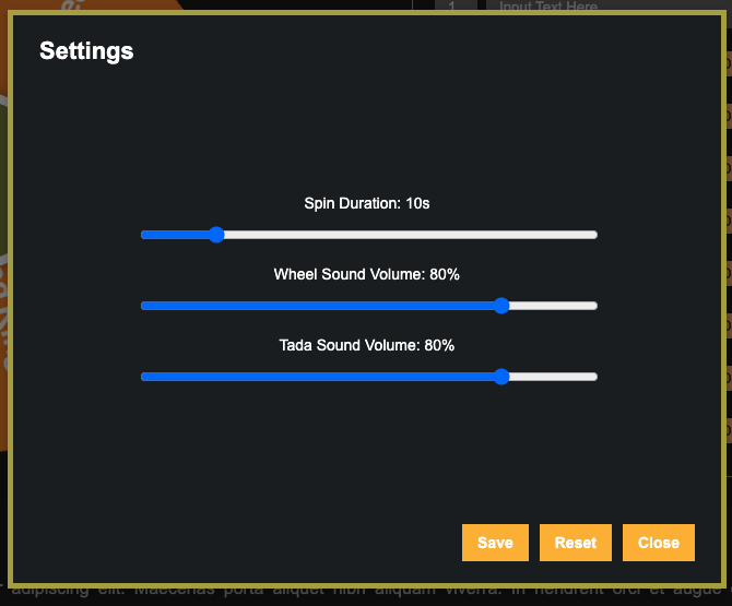 Wheel Settings